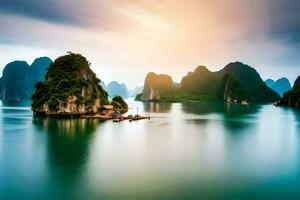 the beautiful landscape of halong bay in vietnam. AI-Generated photo