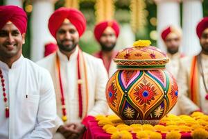 indio Boda ceremonia en Delhi. generado por ai foto