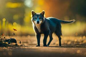 photo wallpaper the sun, animal, wolf, the forest, the sun, the forest, the. AI-Generated