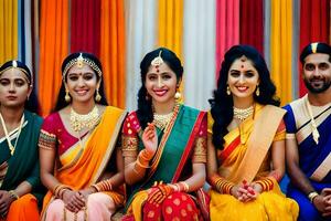 a group of women in traditional saris. AI-Generated photo