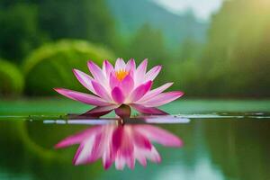 pink lotus flower in the water. AI-Generated photo