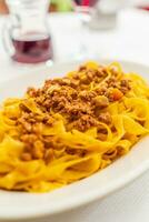 Traditional style Spaghetti bolognese in Bologna photo