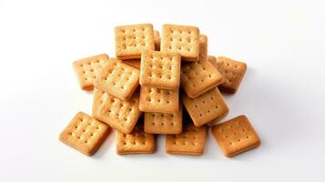 Stack of cookies. Collection of biscuits isolated on white background. AI Generated photo