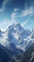 The beauty of a majestic and snow capped mountain range, with rugged peaks, AI Generative photo