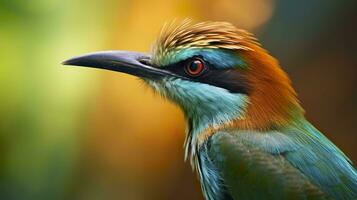 Turquoise Browed Motmot in vibrant colors. Generative AI photo