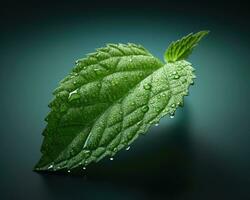 Fresh mint leaf isolated on studio background. AI Generated photo