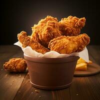 food bucket with chicken wings isolated photo