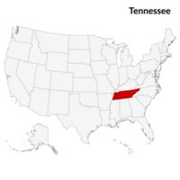 kaart van Tennessee. Tennessee kaart. Verenigde Staten van Amerika kaart png