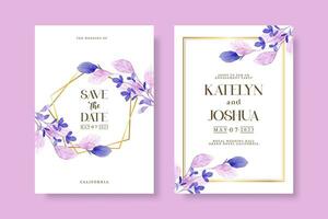 Wedding invitation template with flower vector