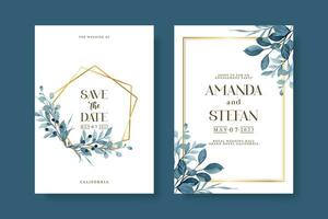 Wedding invitation template with flower vector