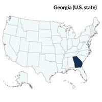 Map of the U.S. state Georgia. U.S. state Georgia map. USA map vector