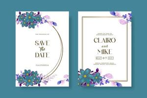 Wedding invitation template with flower vector