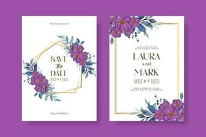 Wedding invitation template with flower vector