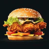 chicken burger, on dark grey background photo