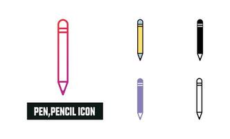 Pen, pencil Icon Set Vector Illustration