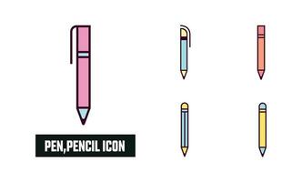 Pen, pencil Icon Vector Illustration. Pen, pencil Lineal Color Icon