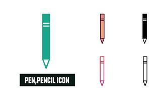 bolígrafo, lápiz icono conjunto vector ilustración