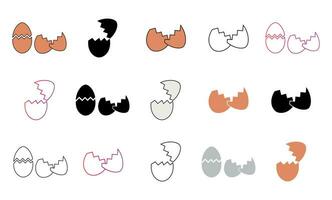Broken egg Icon Set Vector Illustration