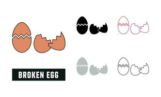 Broken egg Icon Set Vector Illustration