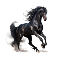 en svart friska häst ai genererad png