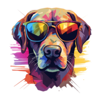 pop art chien avec des lunettes de soleil ai généré png