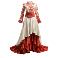 red and white long frock ai generated png
