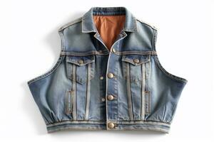 ai generative Denim jacket isolated on white background. Clipping path included. photo
