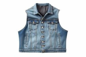 ai generative Denim jacket isolated on white background. Clipping path included. photo