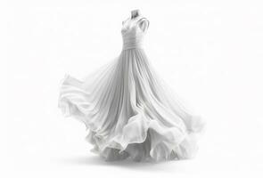 ai generative Wedding dress isolated on white background. 3D rendering. photo