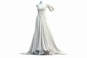 ai generative wedding dress on a mannequin on a white background photo