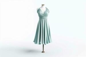 ai generative Blue dress on a mannequin isolated on white background. 3d rendering photo