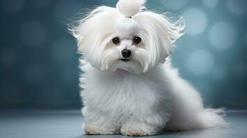 Maltese with a glamorous and voluminous show cut photo