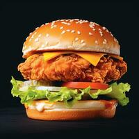 chicken burger, on dark grey background photo