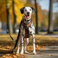 Dalmatian with a unique and creative spotted cut outdoor photo