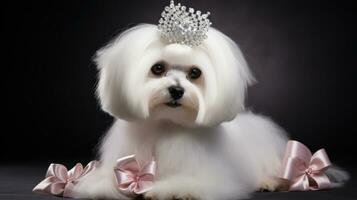 Maltese with a glamorous and voluminous show cut photo