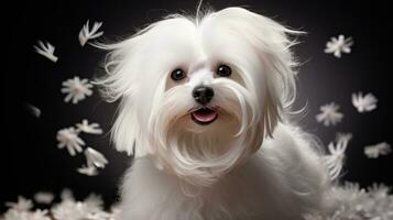 Maltese with a glamorous and voluminous show cut photo