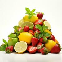 Strawberry and juicy fruits, isolated on white photo