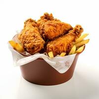 Fried wings in a white container on a white background photo