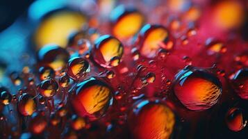 Intricate Details and Color Variations of Water Droplets AI Generated photo