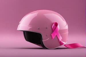 un ai generado imagen de rosado bicicleta casco para mujer. foto