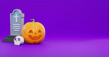 3D Halloween Background template. Halloween design element In 3D and plastic cartoon style. Halloween pumpkin 3D style for poster, banner, greeting card photo