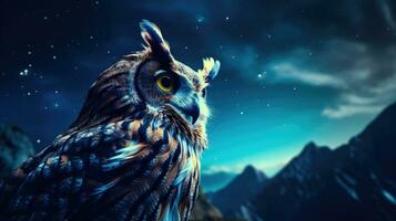 Owl Stargazing at the Night Sky A Celestial Observer AI Generated photo