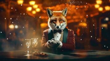 The Cunning Art of Illusion A Fox Characters Magical Show AI Generated photo