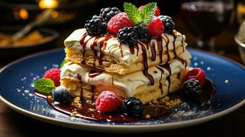 Divine Delights Exquisite Bliss and Marvelous Chocolate Sundae with Dessert and Sweet Temptation AI Generated photo