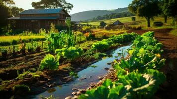 sostenible practicas rural vivo y Respetuoso del medio ambiente verde agricultura con rural ecología y medio ambiente ai generado foto