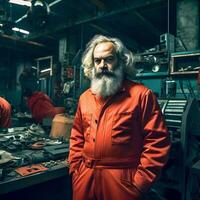 Neo Marx A Generative Portrait of Karl Marx in Contemporary Labor Attire photo