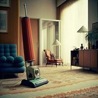 Retro Futurism AI Generated Vintage 60s Vacuum Cleaner photo