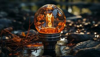 brillante naturaleza, fuego Encendiendo equipo, eléctrico lámpara, ligero bulbo vaso generado por ai foto