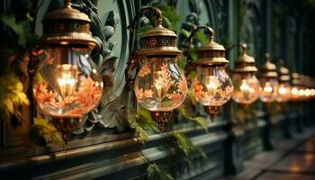 brillante linterna ilumina antiguo culturas, reflejando antiguo elegancia y historia generado por ai foto