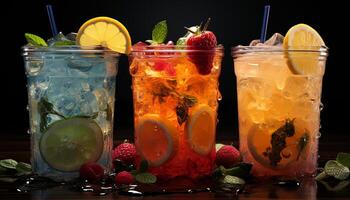 Refreshing mojito cocktail with citrus fruit, mint leaf, and soda generated by AI photo